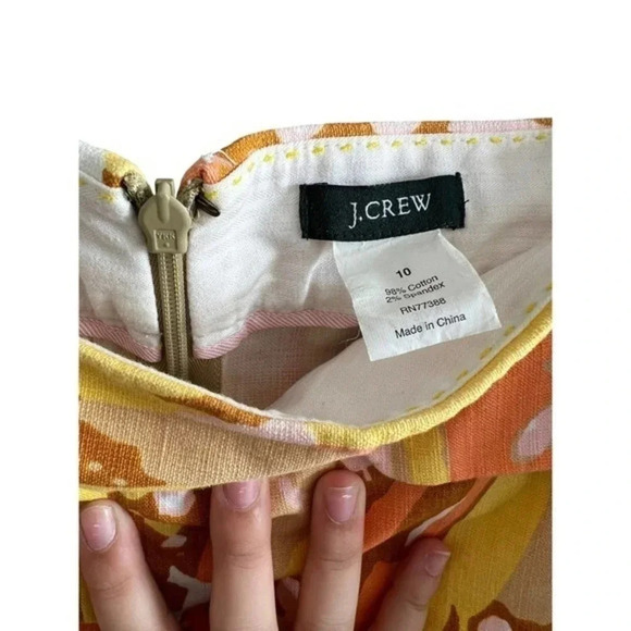 J.Crew Womens Stretch Floral Print Flap Pockets Mini Skirt Orange Size 10 - Picture 2 of 2